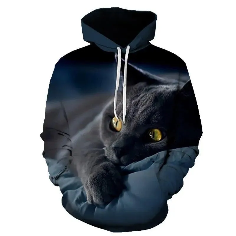 Two Cat Sweatshirts Long Sleeve 3D Hoodies Sweatshirt Pullover