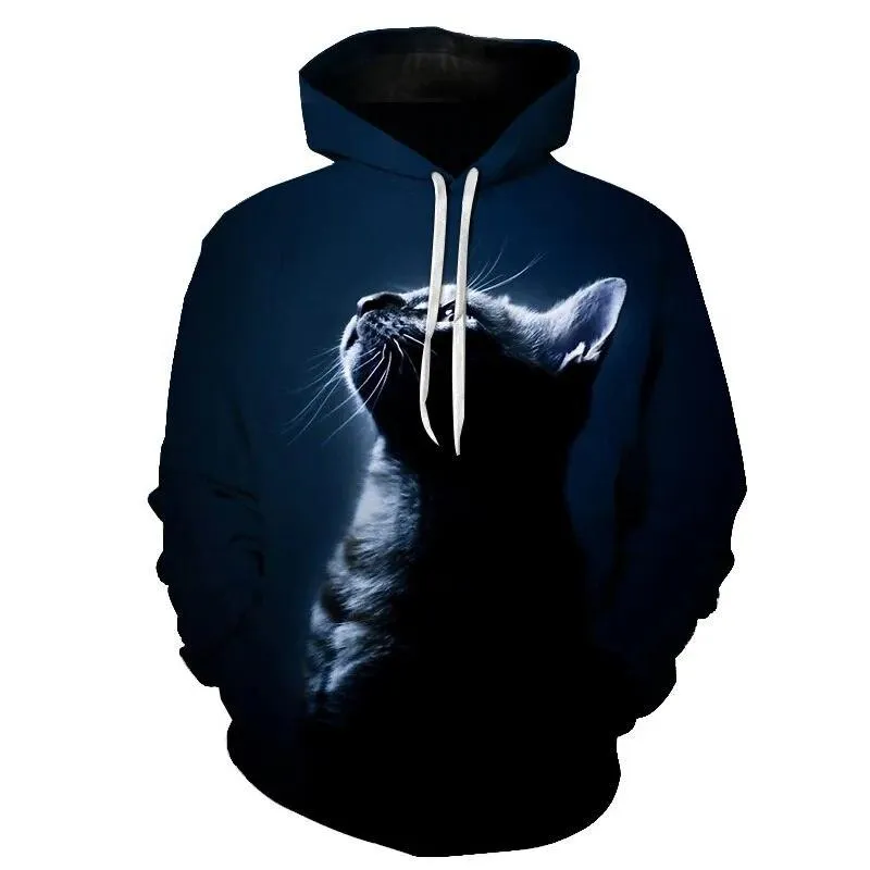 Two Cat Sweatshirts Long Sleeve 3D Hoodies Sweatshirt Pullover