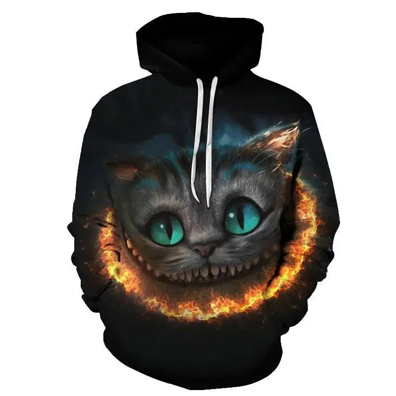 Two Cat Sweatshirts Long Sleeve 3D Hoodies Sweatshirt Pullover