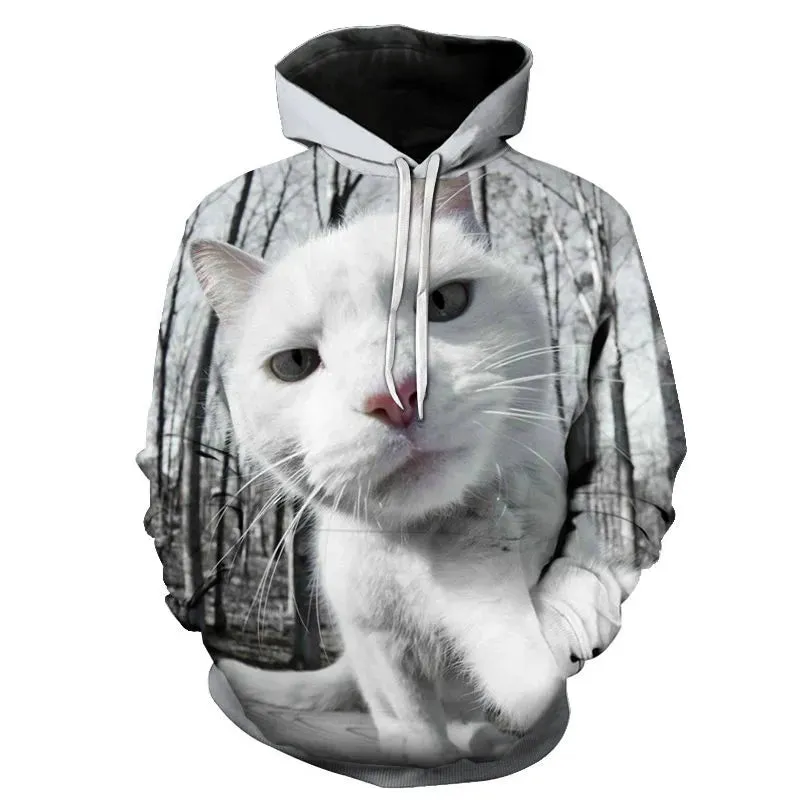Two Cat Sweatshirts Long Sleeve 3D Hoodies Sweatshirt Pullover