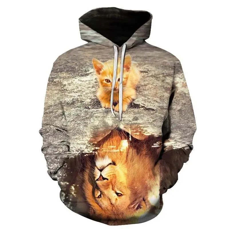 Two Cat Sweatshirts Long Sleeve 3D Hoodies Sweatshirt Pullover