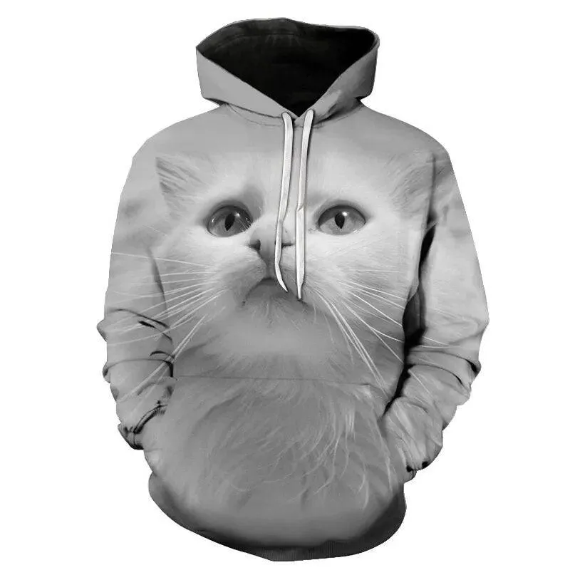 Two Cat Sweatshirts Long Sleeve 3D Hoodies Sweatshirt Pullover