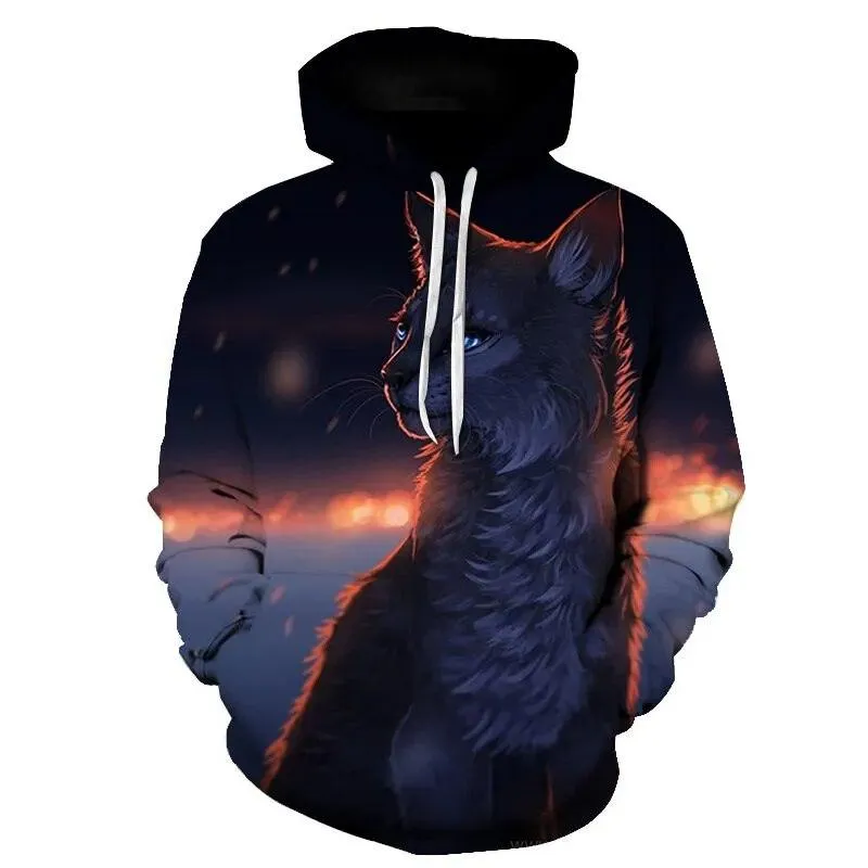 Two Cat Sweatshirts Long Sleeve 3D Hoodies Sweatshirt Pullover