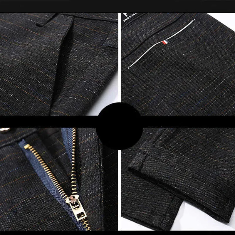 UrbanEdge Koreanische Slim-Straight-Karohosen