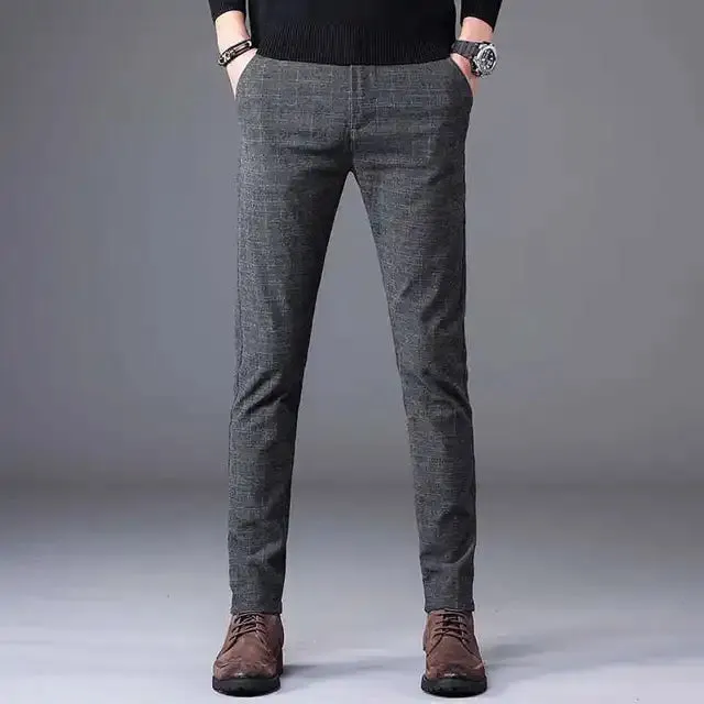 UrbanEdge Koreanische Slim-Straight-Karohosen