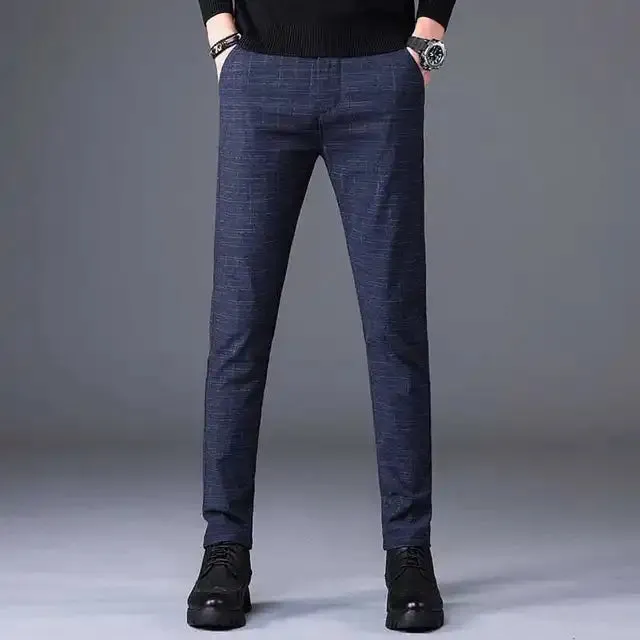 UrbanEdge Koreanische Slim-Straight-Karohosen