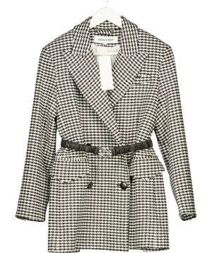 Veronica Beard Black Hutchinson Houndstooth Dickey Jacket UK XS