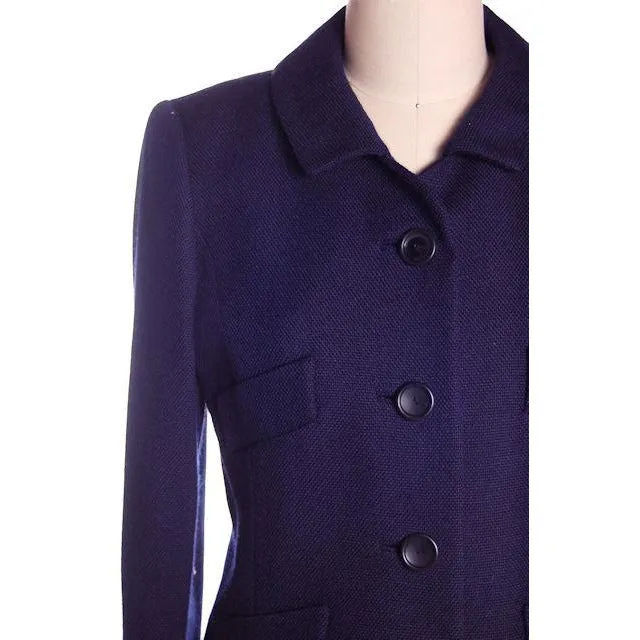 Vintage Navy Blue Wool  Suit Ben Zuckerman Sz 4 Late 1950s