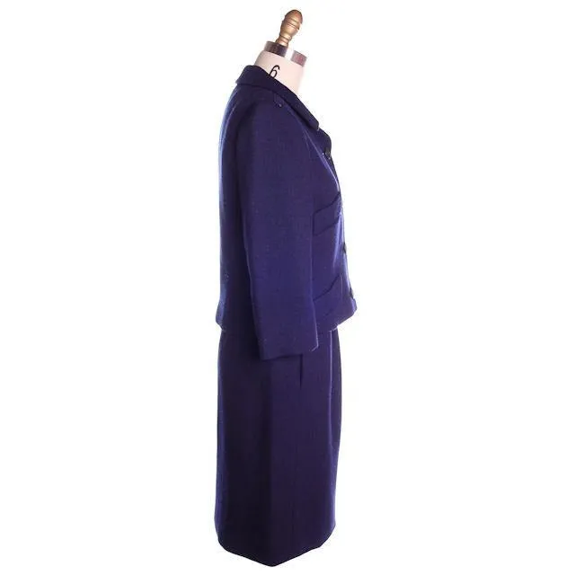 Vintage Navy Blue Wool  Suit Ben Zuckerman Sz 4 Late 1950s