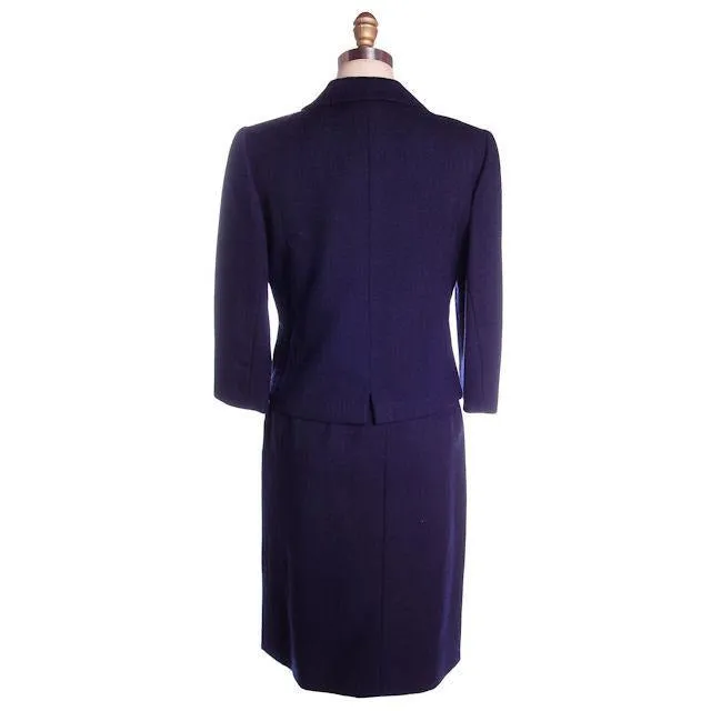 Vintage Navy Blue Wool  Suit Ben Zuckerman Sz 4 Late 1950s
