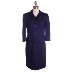 Vintage Navy Blue Wool  Suit Ben Zuckerman Sz 4 Late 1950s