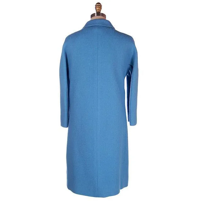 Vintage Sheath Dress /Coat Blue Nubby Wool 1960s Bergdorf on Plaza 38-38-39