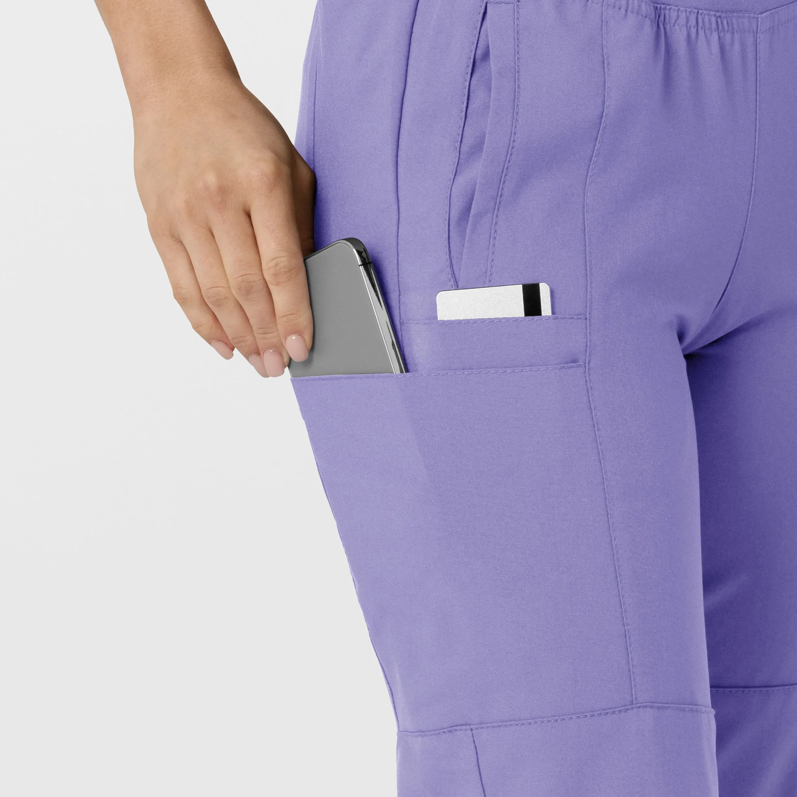 W123 5555 Comfort Waist Cargo Jogger Scrub Pants Iris Purple