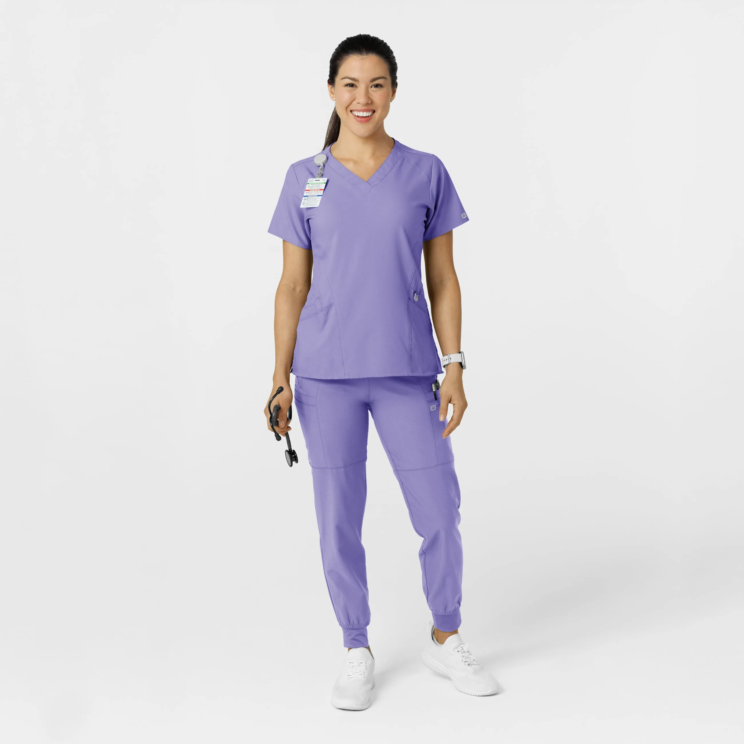 W123 5555 Comfort Waist Cargo Jogger Scrub Pants Iris Purple