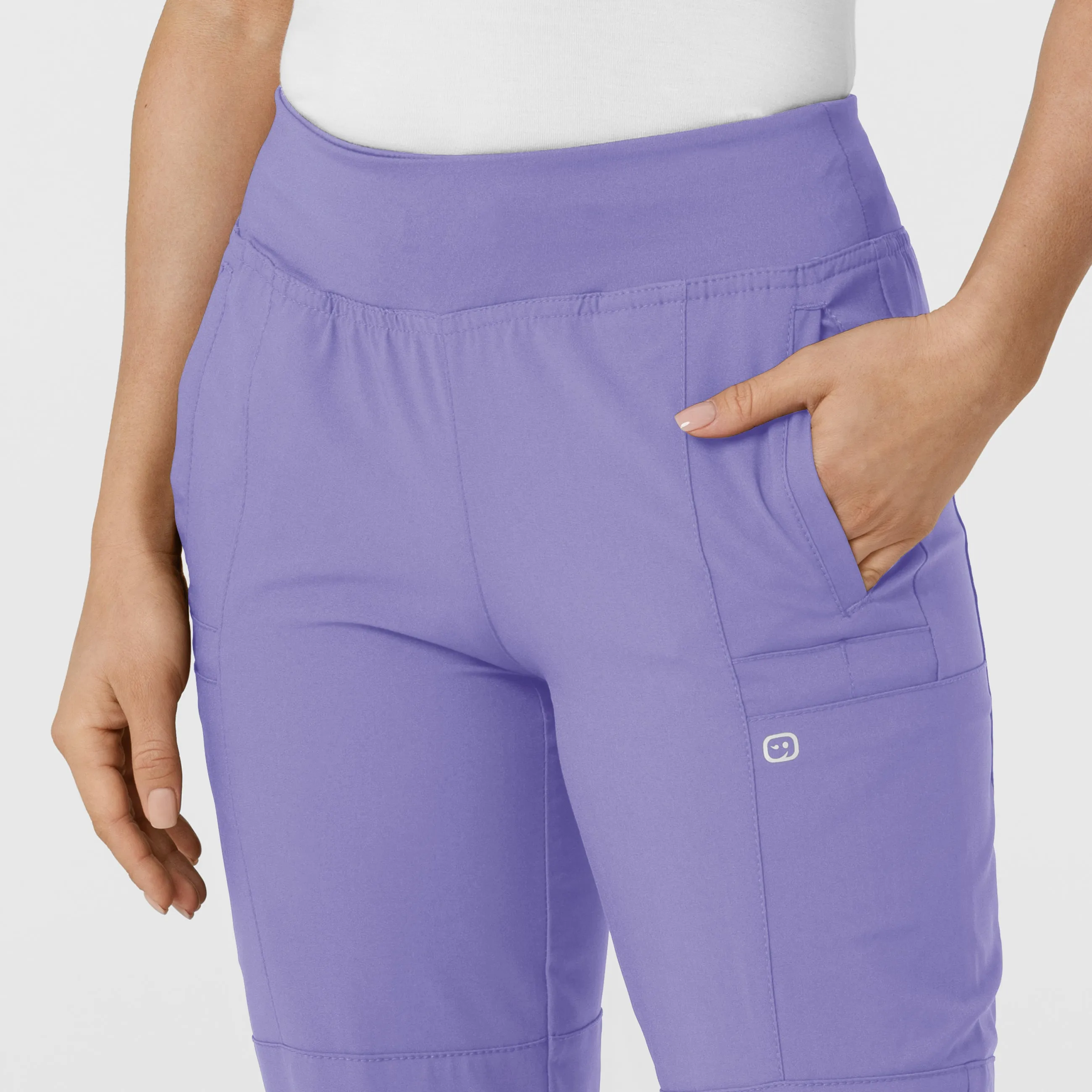W123 5555 Comfort Waist Cargo Jogger Scrub Pants Iris Purple