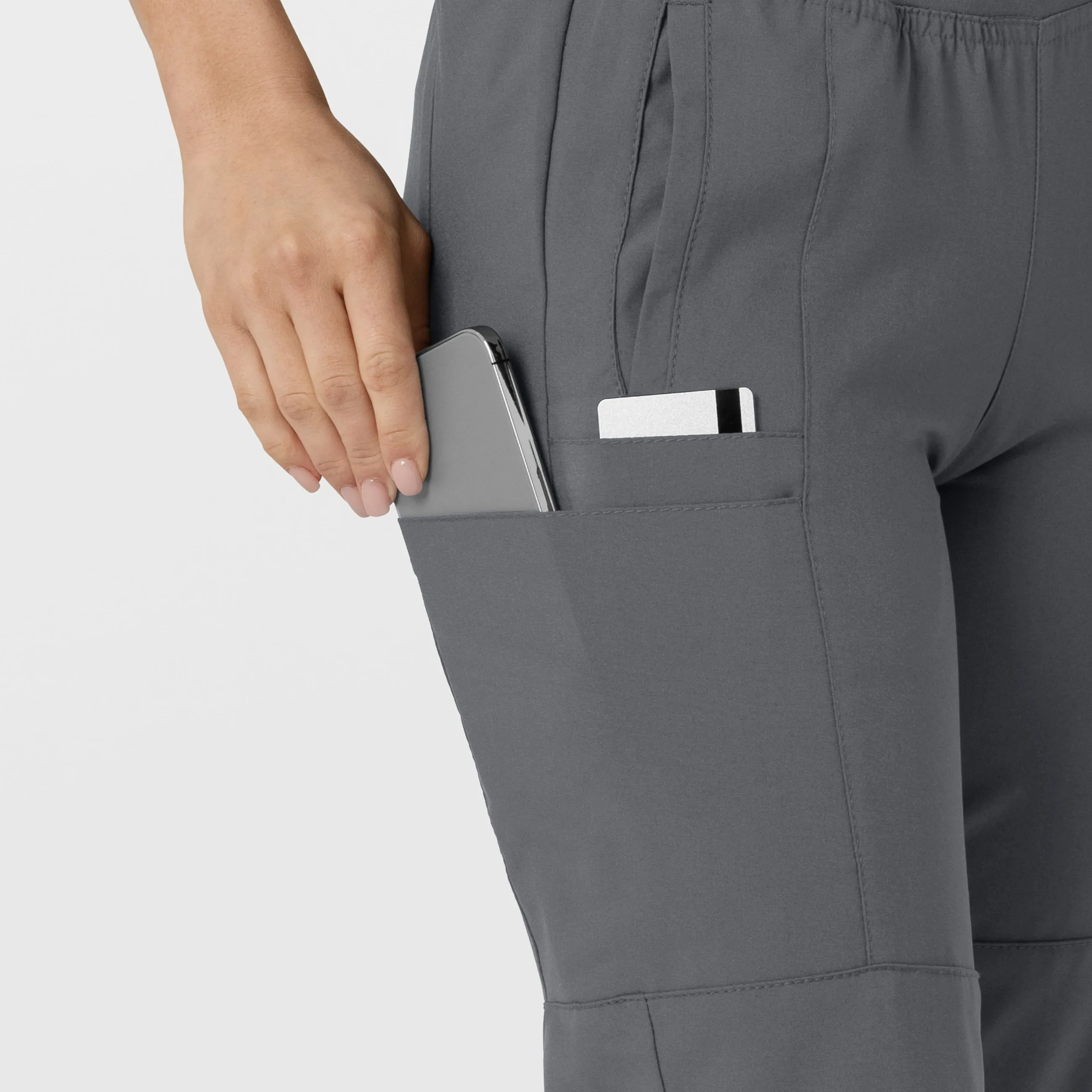 W123 5555 Comfort Waist Cargo Jogger Scrub Pants Pewter