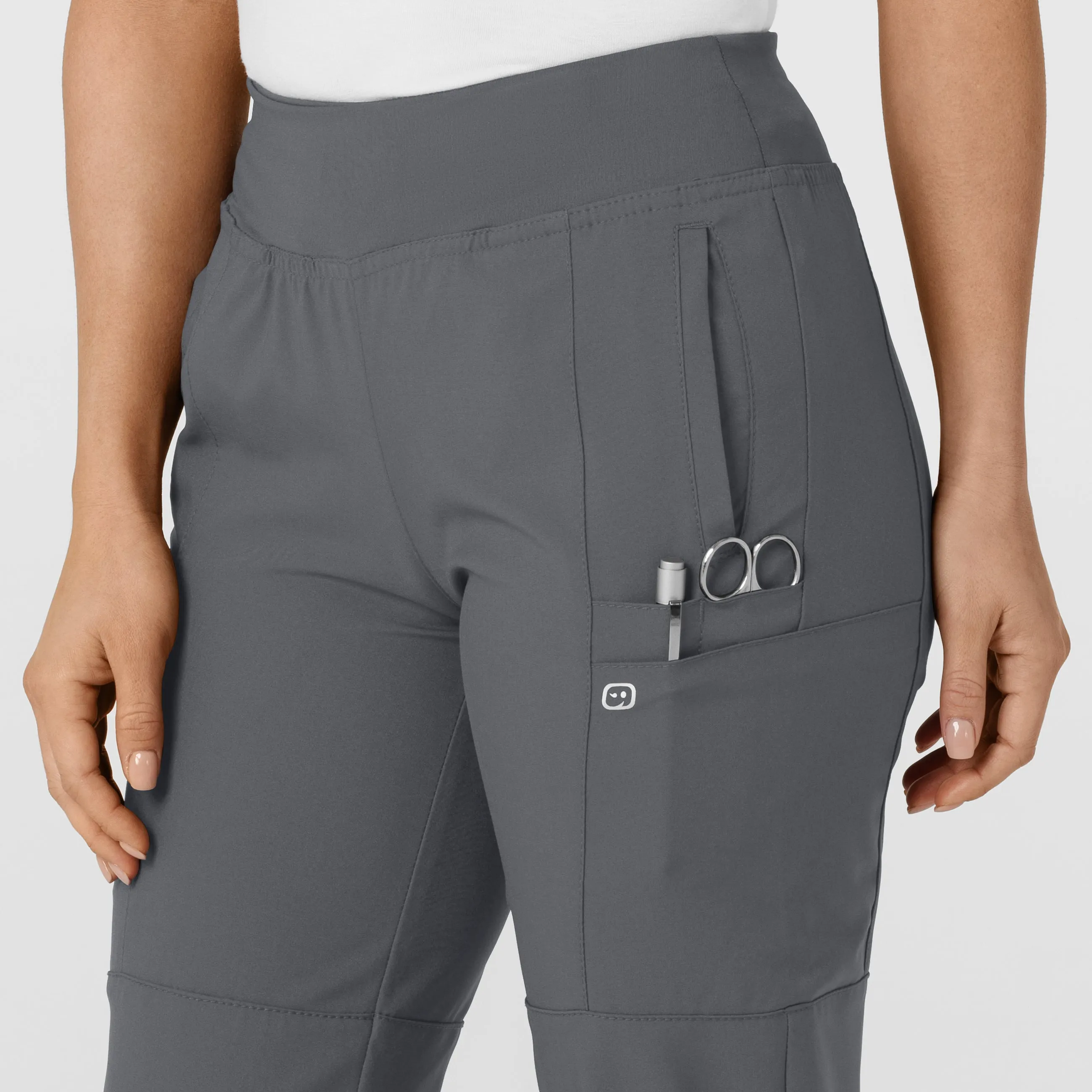 W123 5555 Comfort Waist Cargo Jogger Scrub Pants Pewter