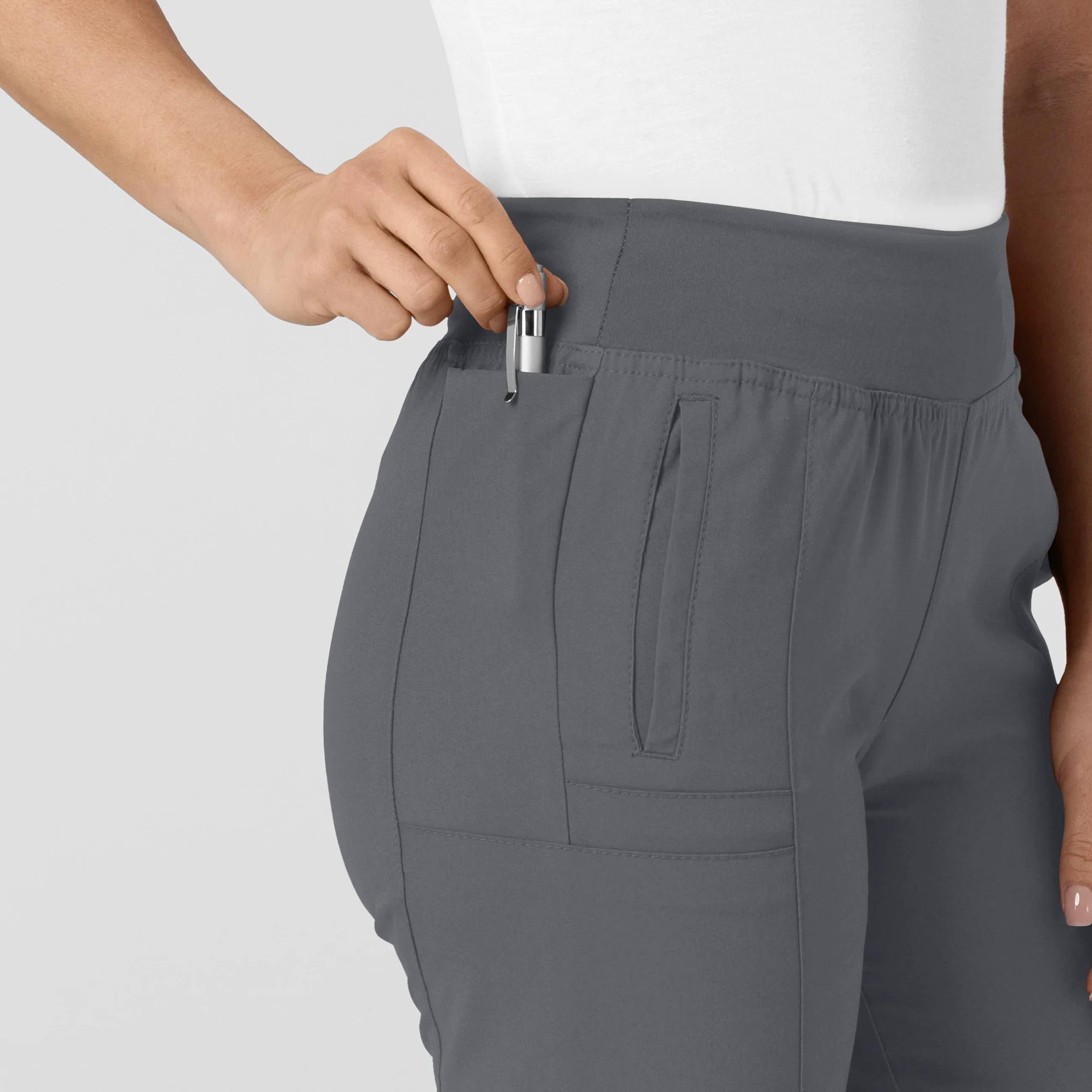 W123 5555 Comfort Waist Cargo Jogger Scrub Pants Pewter