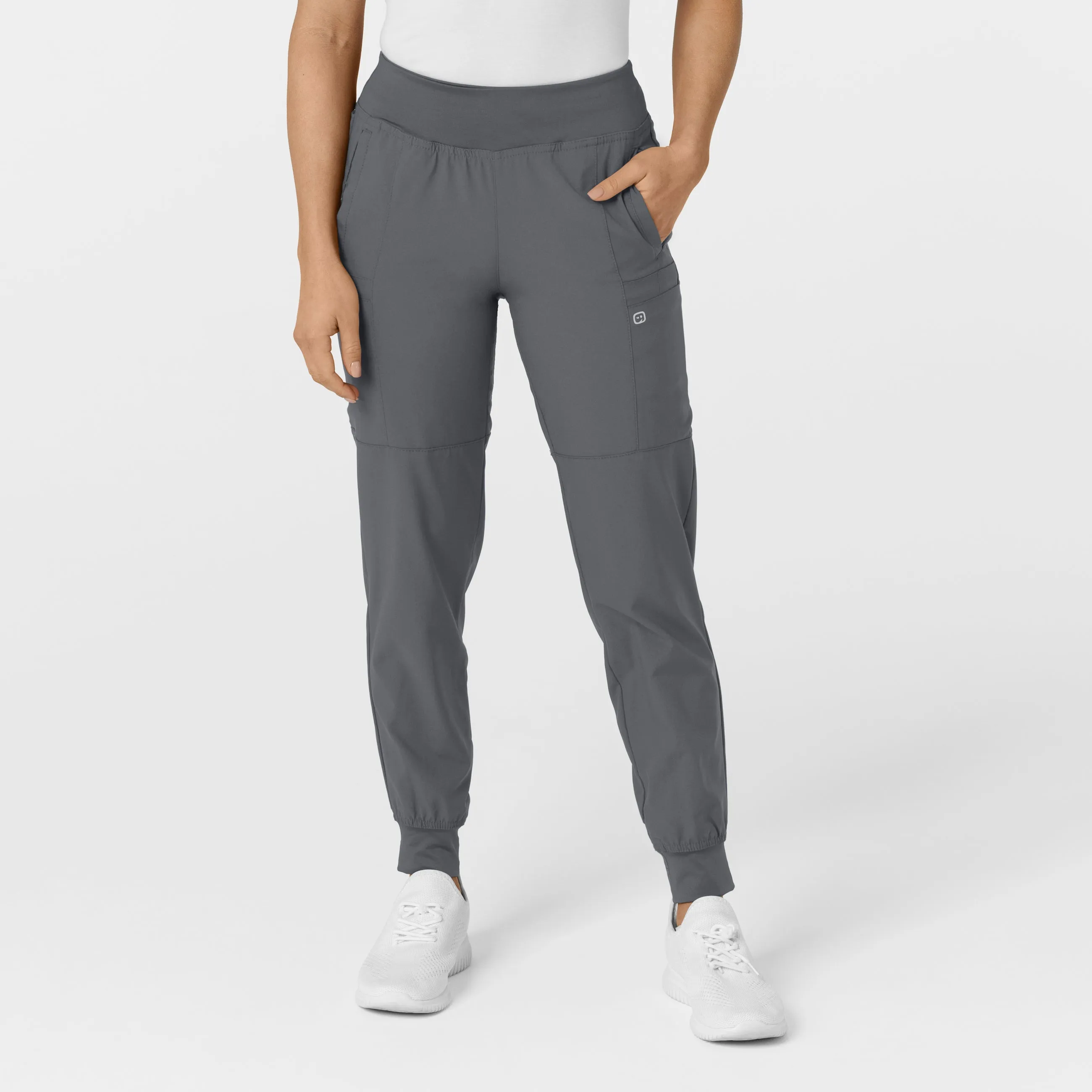 W123 5555 Comfort Waist Cargo Jogger Scrub Pants Pewter