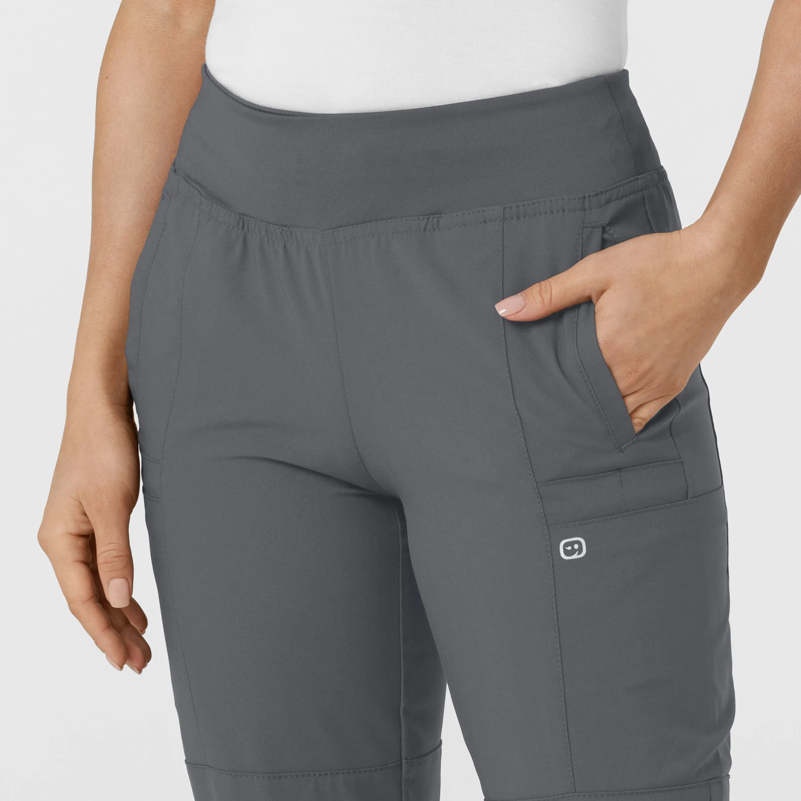 W123 5555 Comfort Waist Cargo Jogger Scrub Pants Pewter