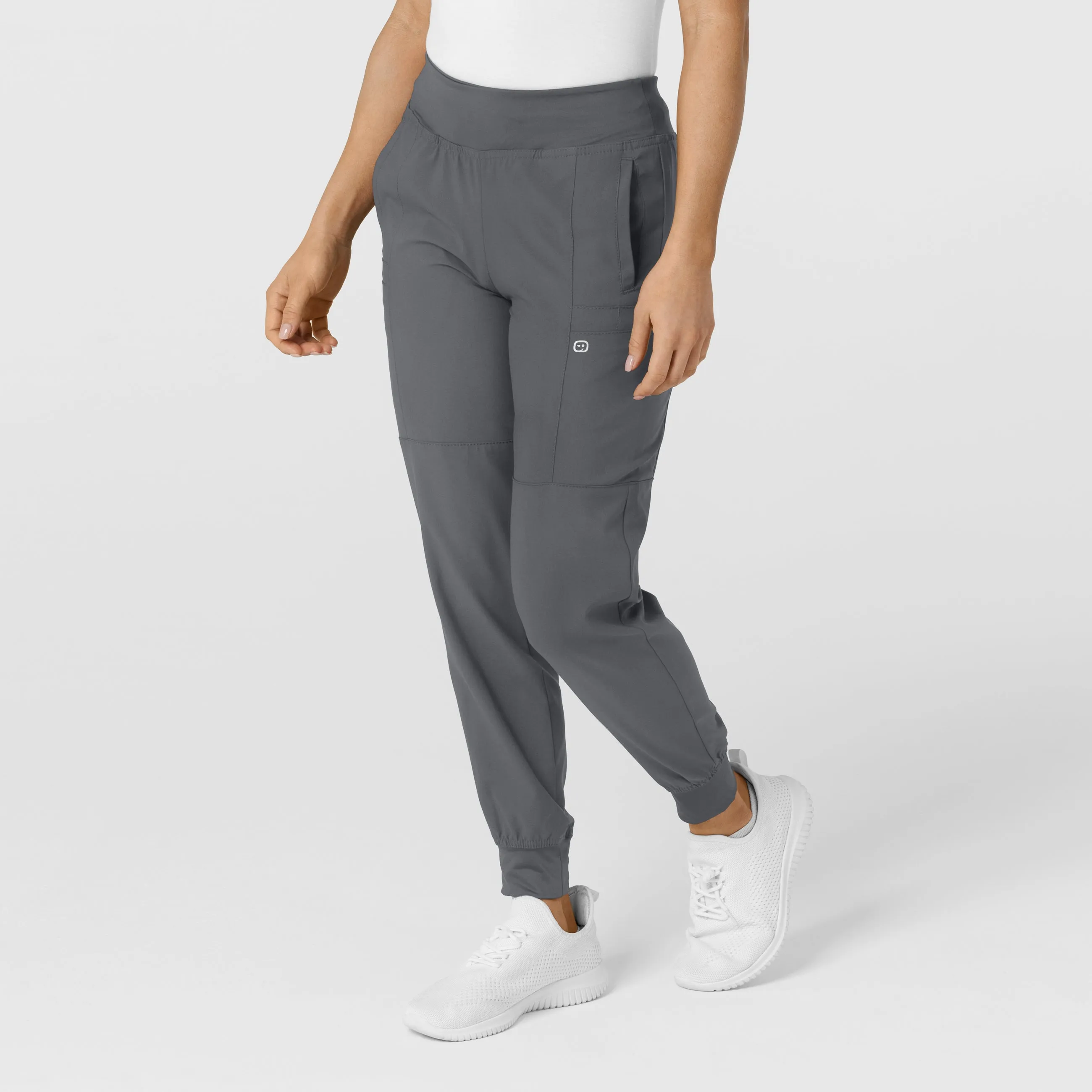 W123 5555 Comfort Waist Cargo Jogger Scrub Pants Pewter