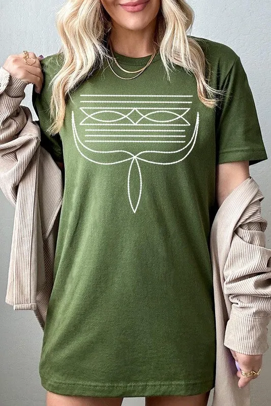 Western Boot Stitch Graphic T Shirts