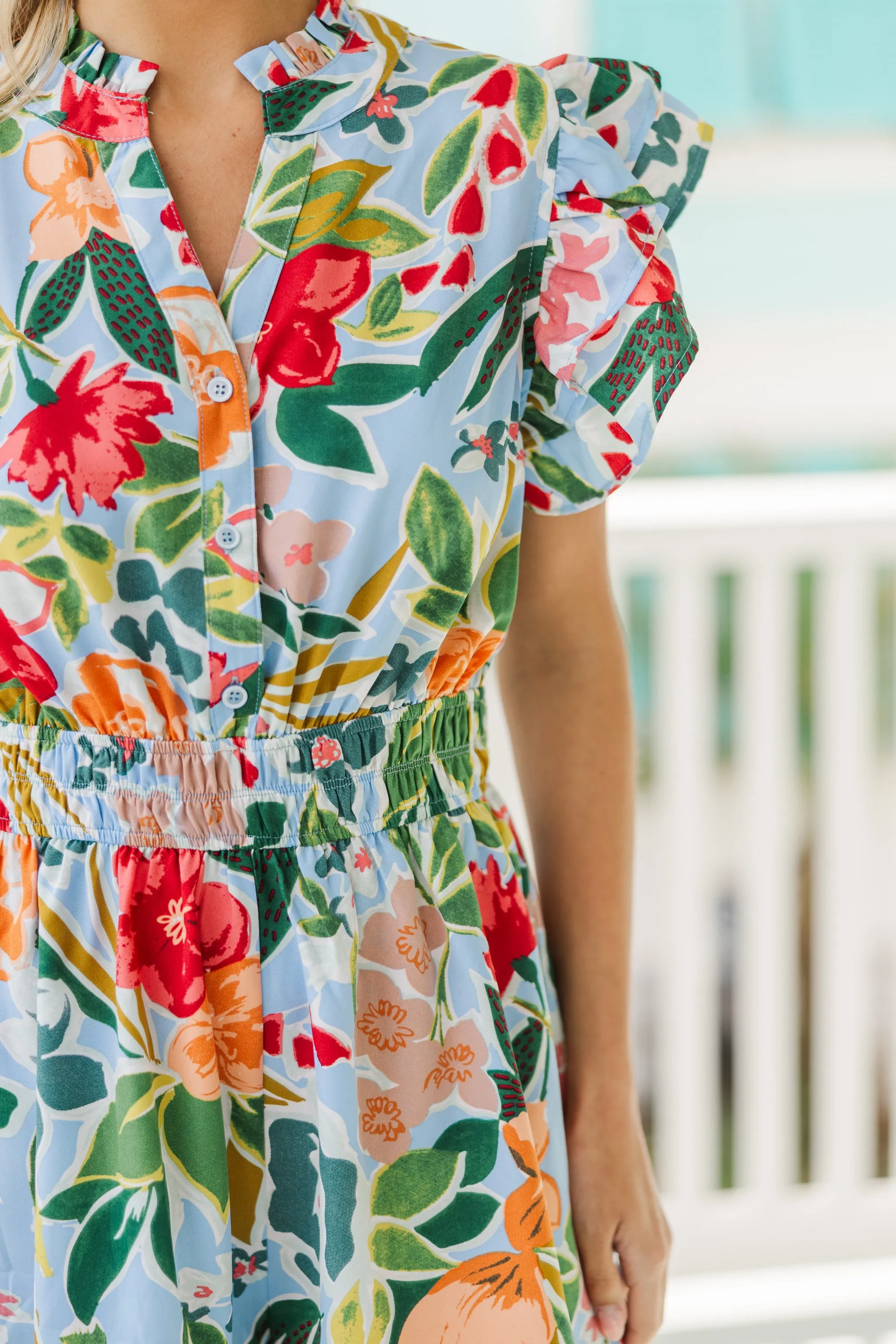 Wild Love Light Blue Floral Romper