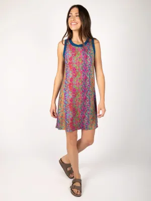 Willow "ButterSoft" Trim Mini Dress - Dark Rainbow Floral