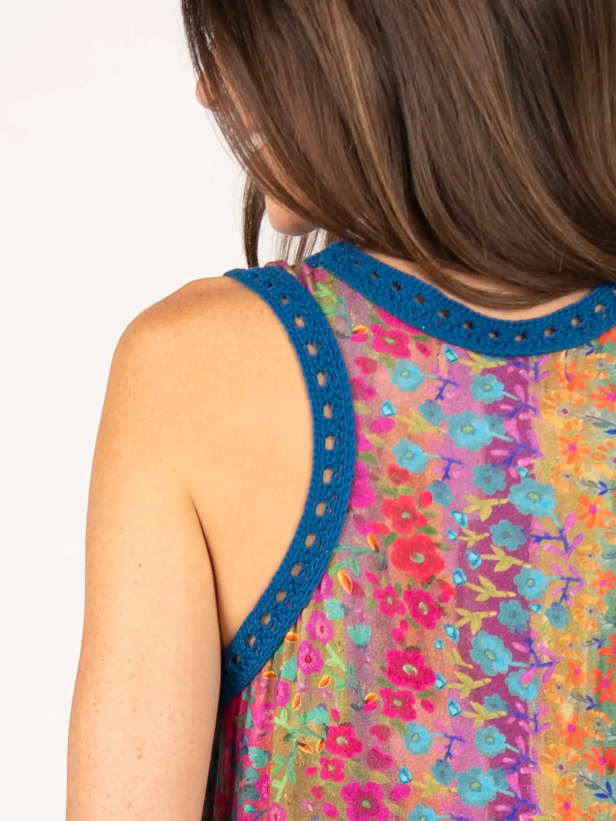 Willow "ButterSoft" Trim Mini Dress - Dark Rainbow Floral