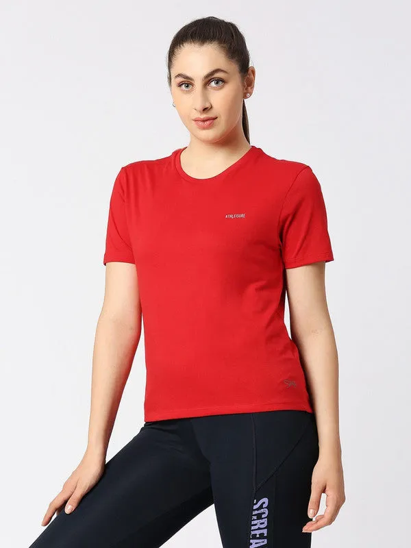 Women Red Solid Top - Rush Tee-C-CR