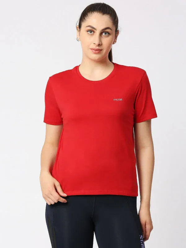Women Red Solid Top - Rush Tee-C-CR