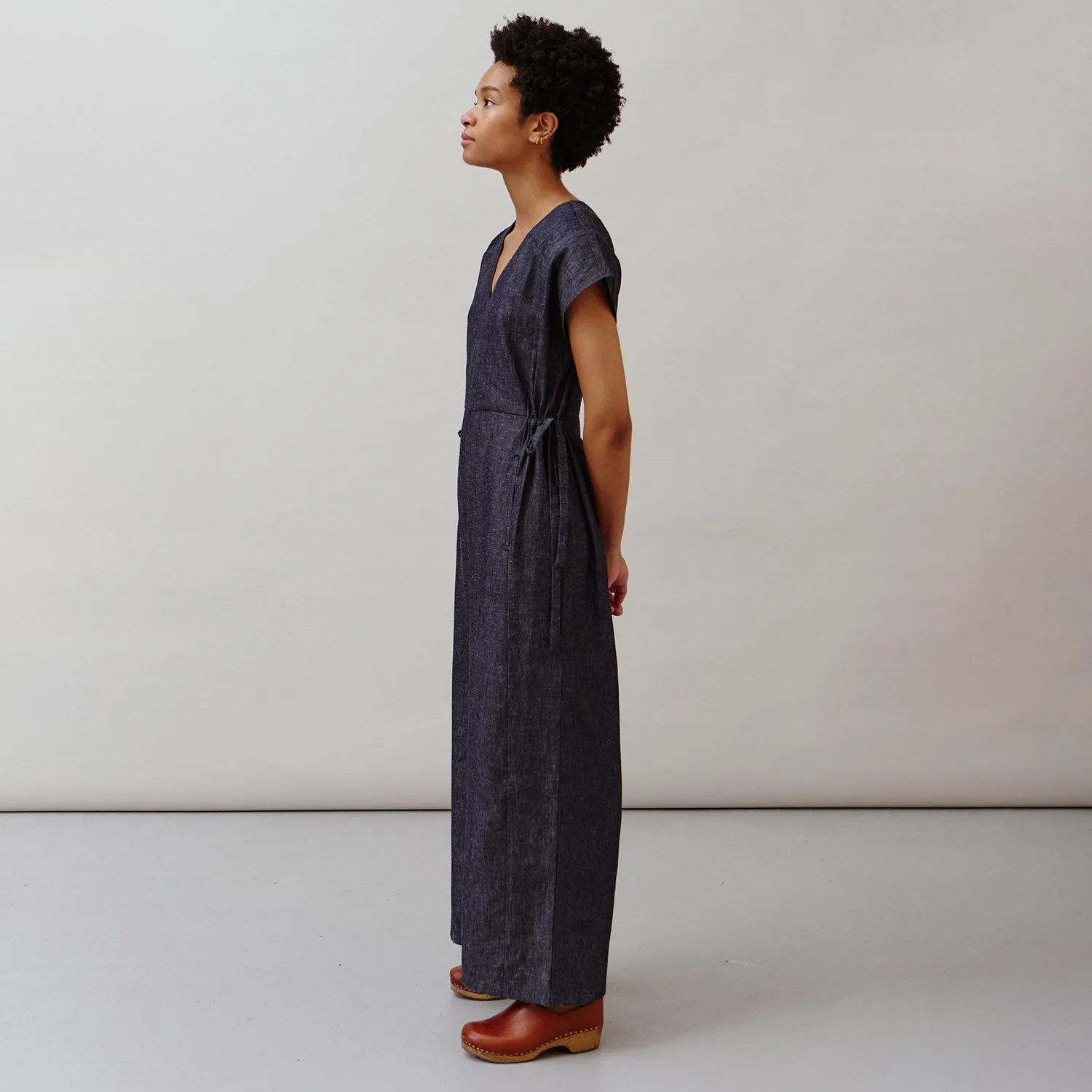 Women's Cotton/Linen Ava Jumpsuit - Dark Indigo