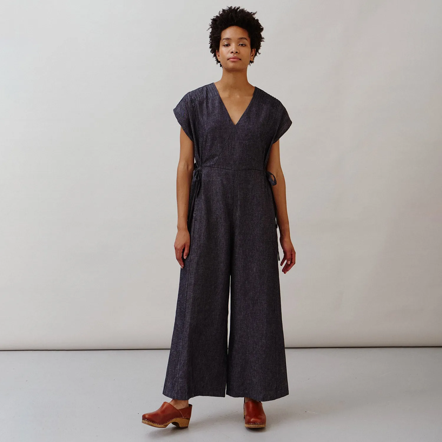 Women's Cotton/Linen Ava Jumpsuit - Dark Indigo