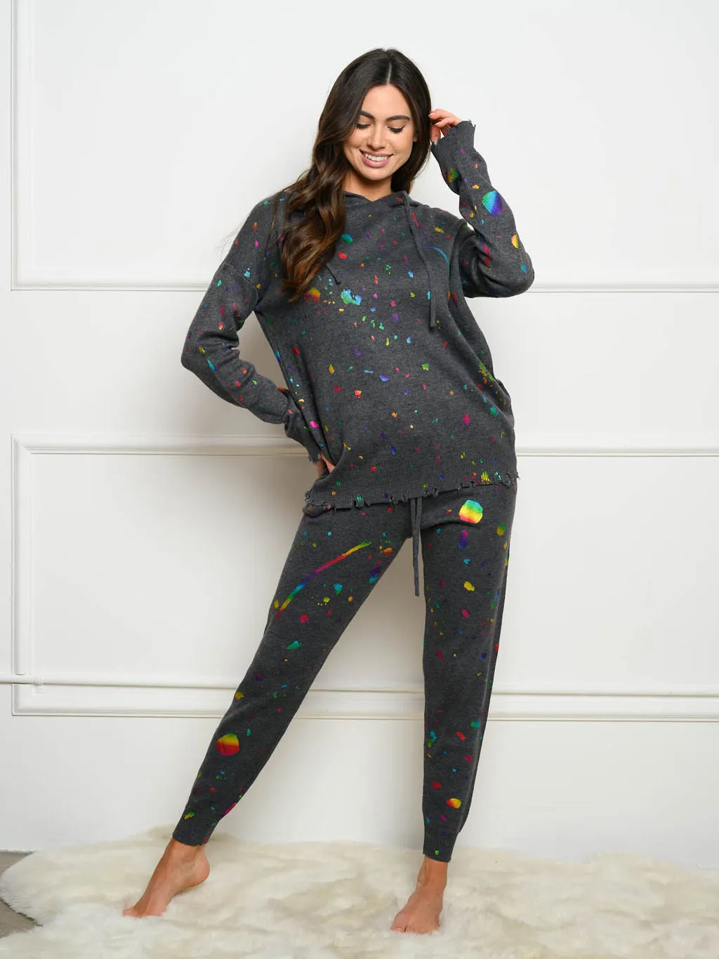WOMEN'S PAINT SPLATTER KNITTED JOGGER PANTS