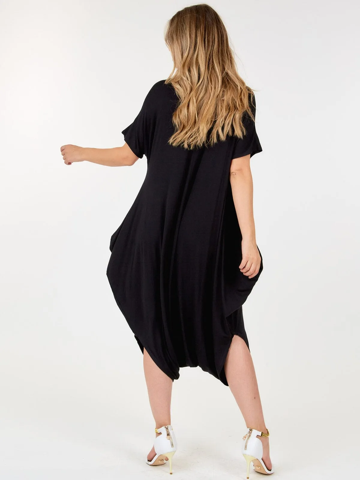 WOMEN'S SHORT SLEEVE V-NECK LOOSE FIT JUMPSUIT