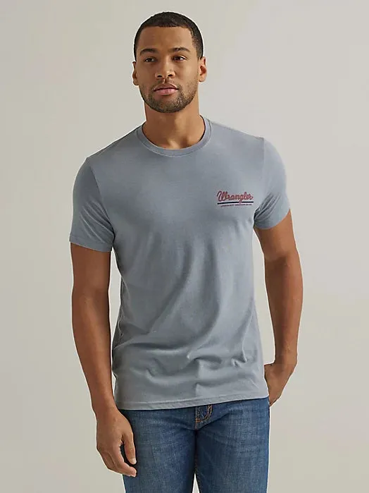 Wrangler Men's Short Sleeve T-Shirt - Wrangler Graphic on Back in Tradewinds