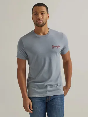 Wrangler Men's Short Sleeve T-Shirt - Wrangler Graphic on Back in Tradewinds