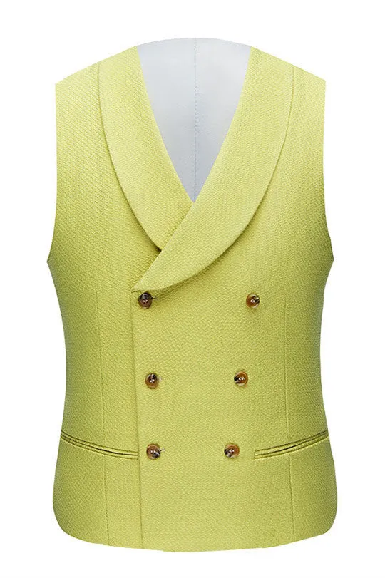 Yellow Three Pieces Peaked Lapel Designer Prom Suits for Men