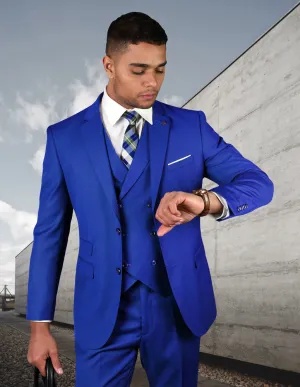 ZARGALA 3 PC ROYAL BLUE MODERN FIT SUIT