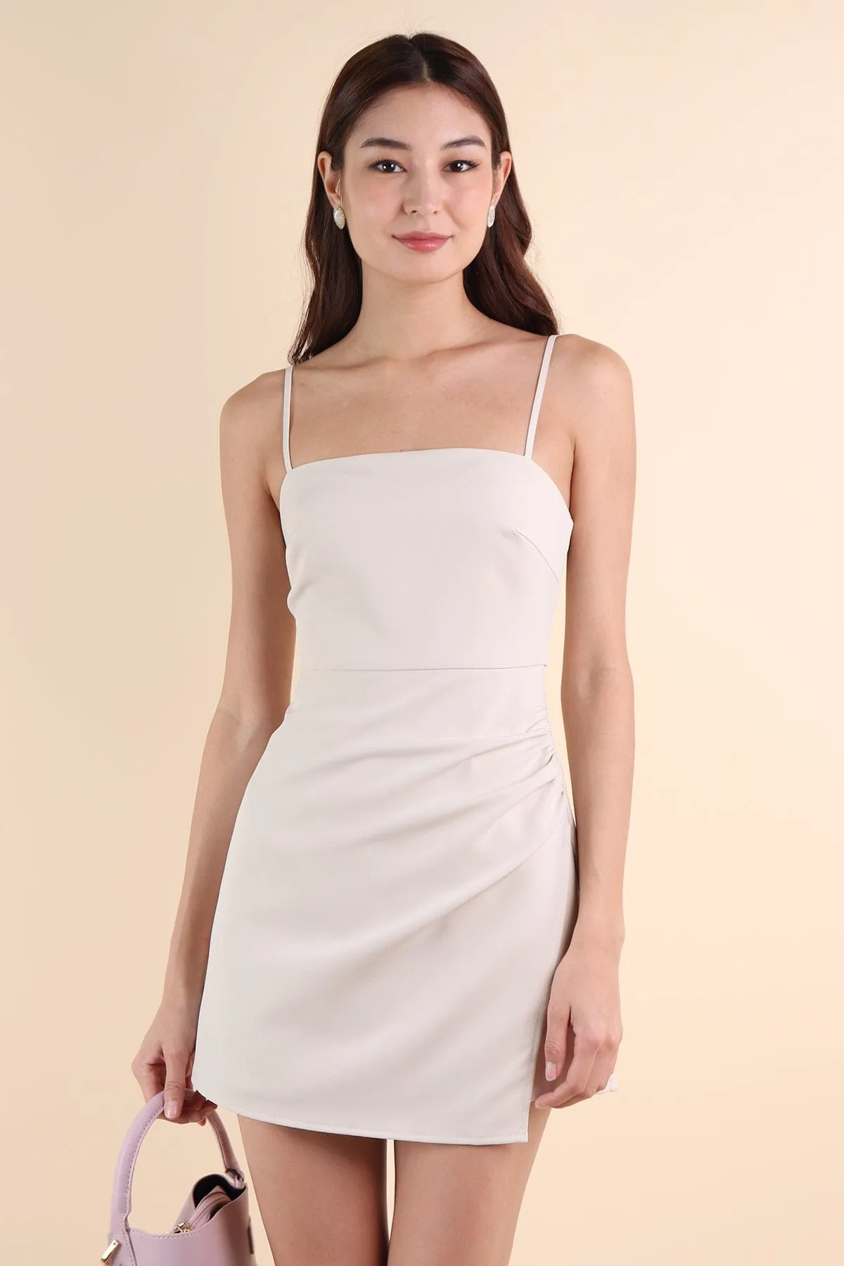 ZORNIE ROMPER DRESS IN TAUPE