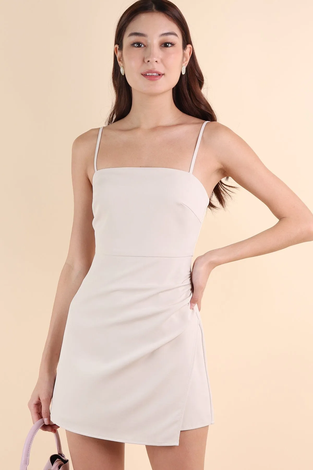 ZORNIE ROMPER DRESS IN TAUPE